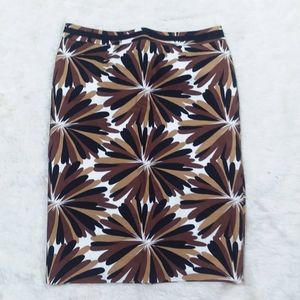 Boden cotton pencil skirt brown daisy print 12L